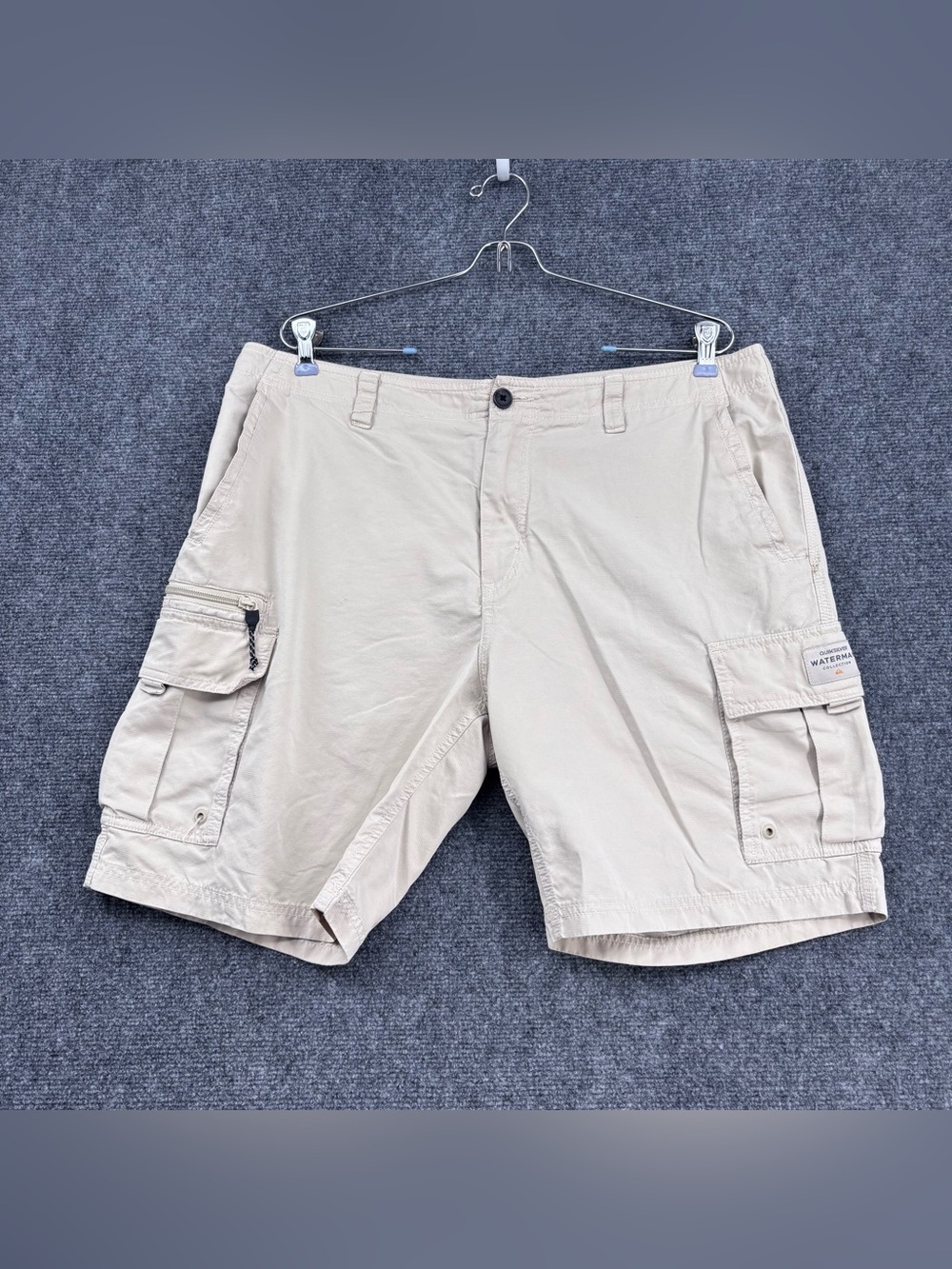 Quiksilver Waterman Beige Coastal Gorpcore Utility Cargo Shorts Men’s 36*